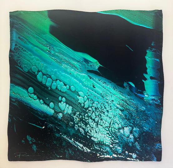 aquarius lll satin silk scarf, made in Italy
