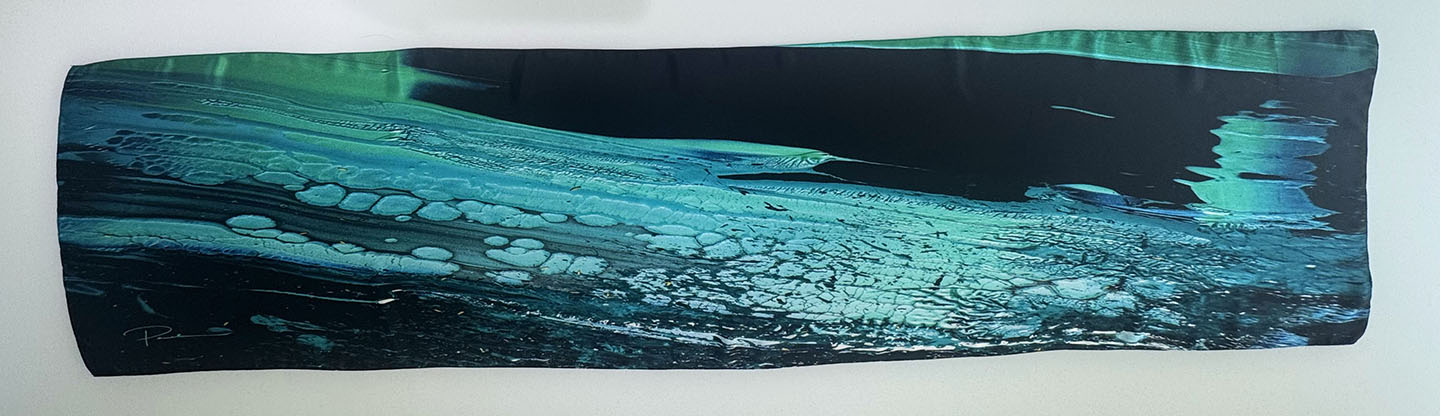 aquarius lll satin silk scarf, made in Italy